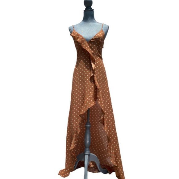 Polka Dot Ruffle Spaghetti Strap Maxi Dress - Picture 6 of 12